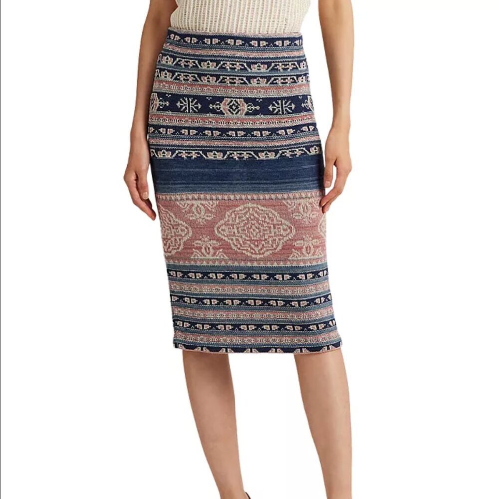 NWT Lauren Ralph Lauren Geometric Striped Pencil Skirt